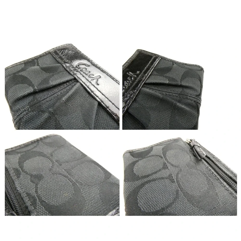 Coach Signature Black Small Bifold Snap Wallet - Picture 10 of 12